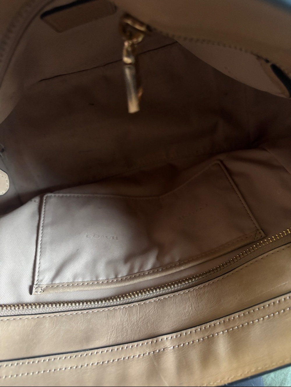 Coach Cream and Black Leather Satchel with Gold Hardware - Picture 6 of 12